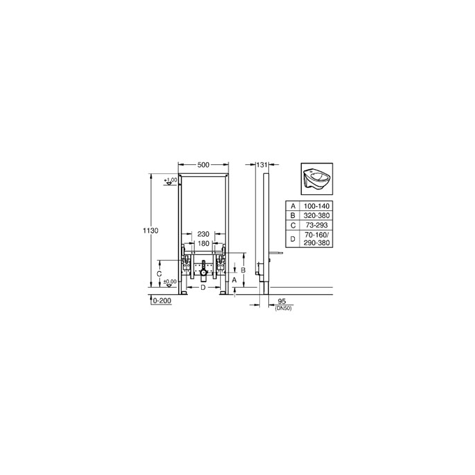 Grohe Rapid SL stelaż podtynkowy do bidetu 38553001